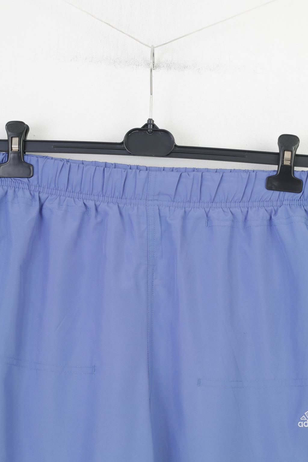 Adidas Women 12 M Trousers Blue Elastic Waistband Vintage Pockets 3 Stripes Polyester  Sport