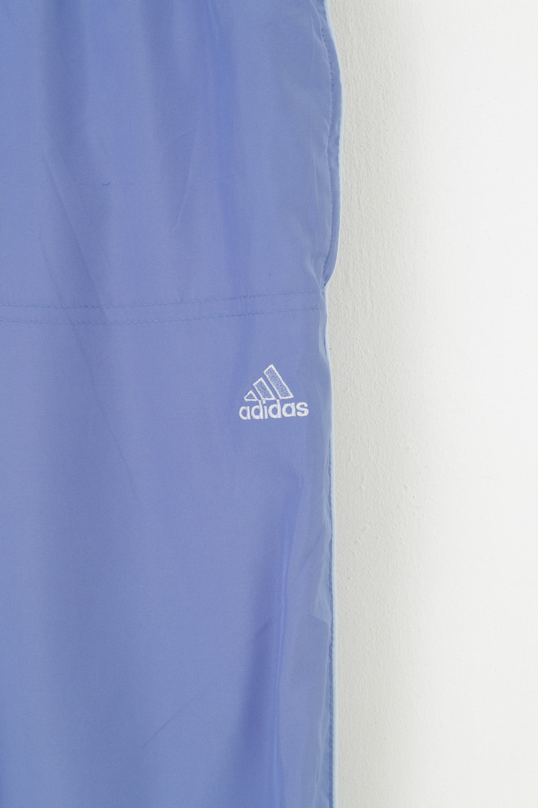 Adidas Women 12 M Trousers Blue Elastic Waistband Vintage Pockets 3 Stripes Polyester  Sport