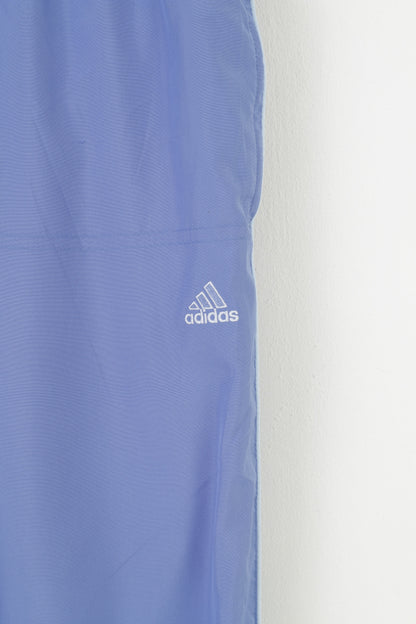 Pantaloni Adidas Donna 12 M Pantaloni Blu Elastico in Vita Tasche Vintage 3 Strisce Poliestere Sport