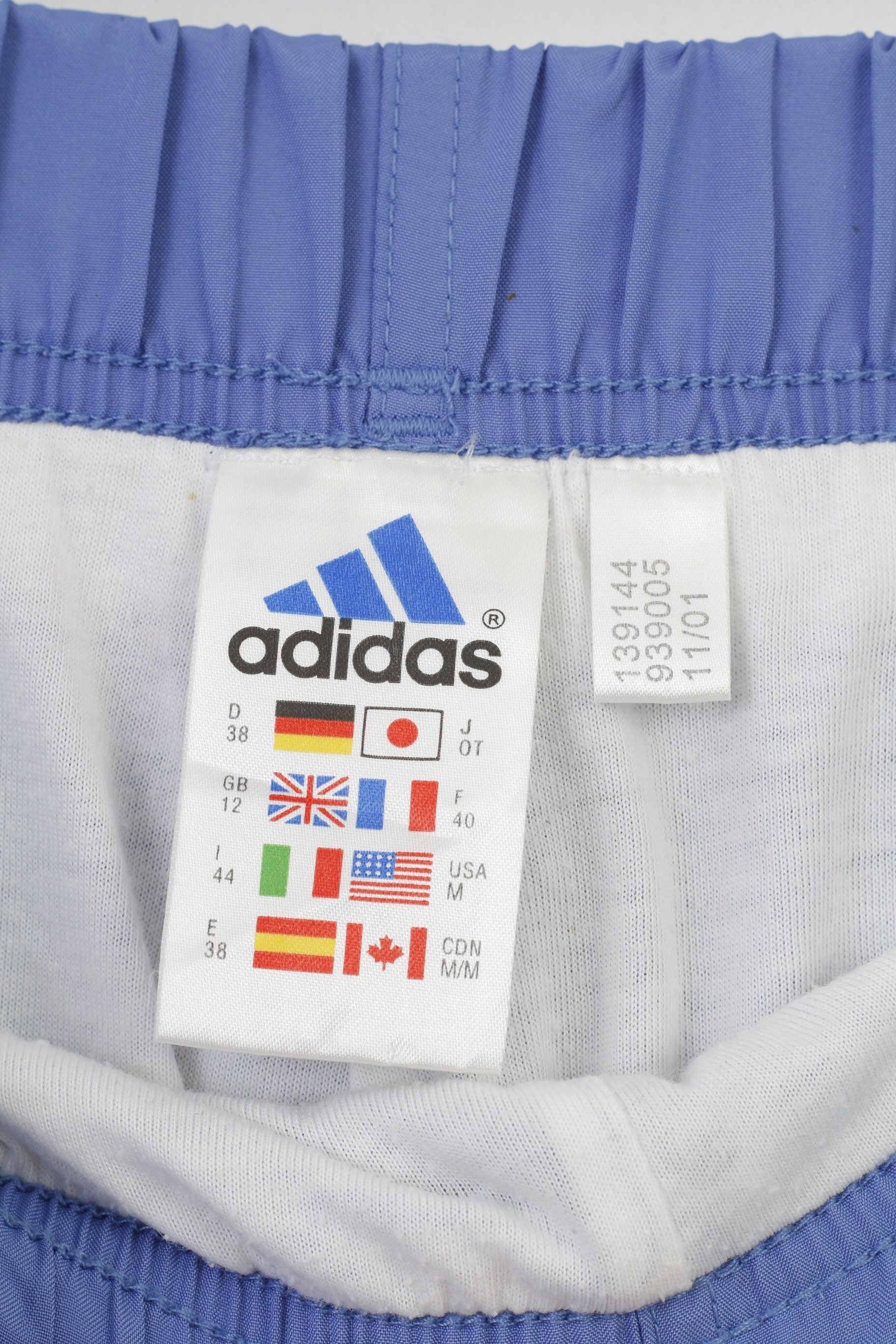 Adidas Women 12 M Trousers Blue Elastic Waistband Vintage Pockets 3 Stripes Polyester  Sport