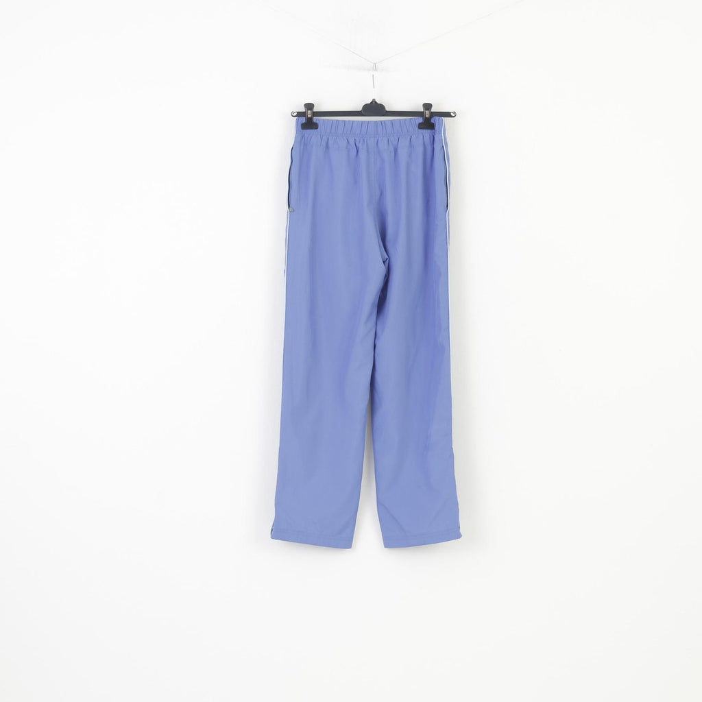 Adidas Women 12 M Trousers Blue Elastic Waistband Vintage Pockets 3 Stripes Polyester  Sport