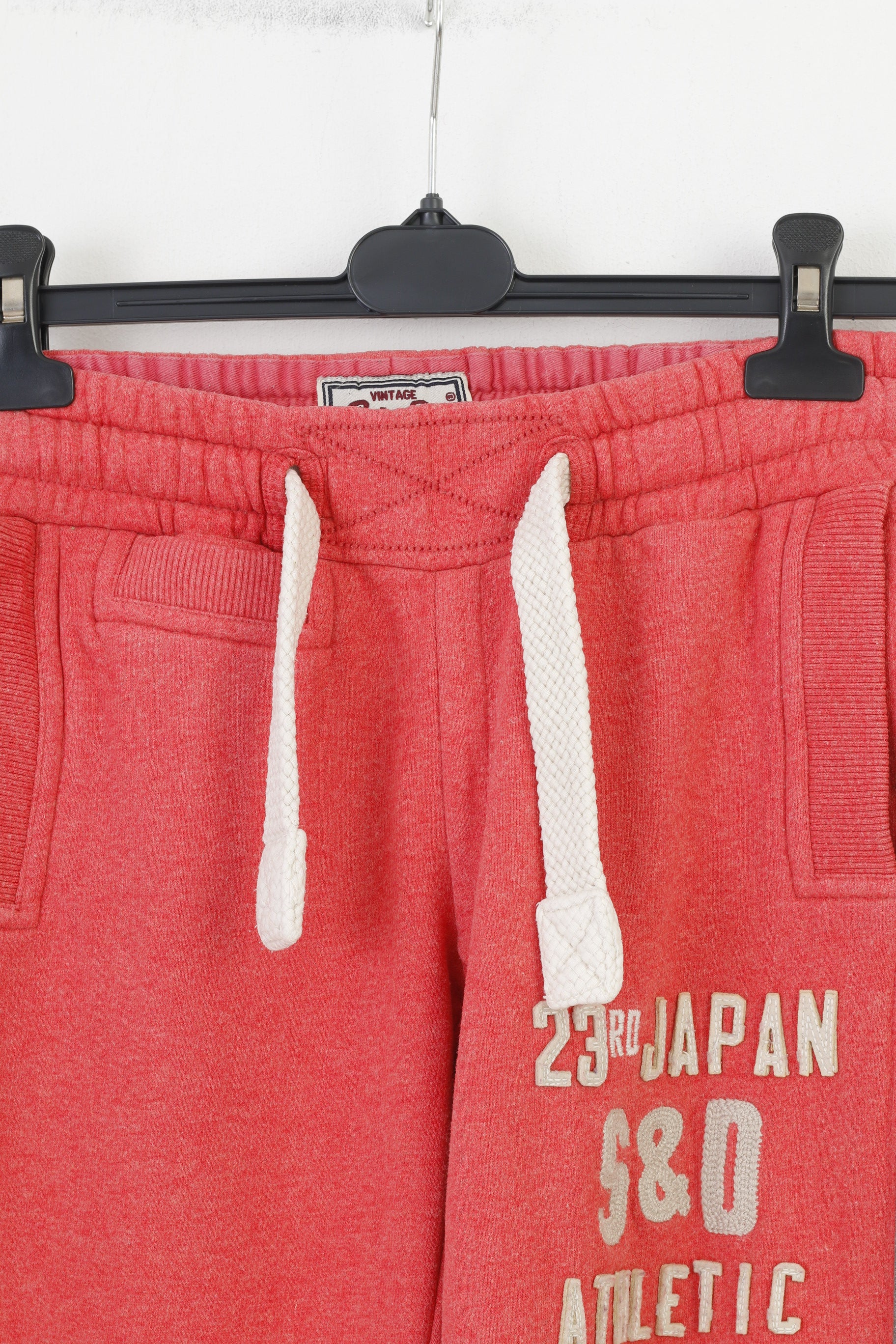 SuperDry Men XS Sweatpants Vintage Hockey Jogger Red Cotton Wide Legs Elastic Waistband Trousers