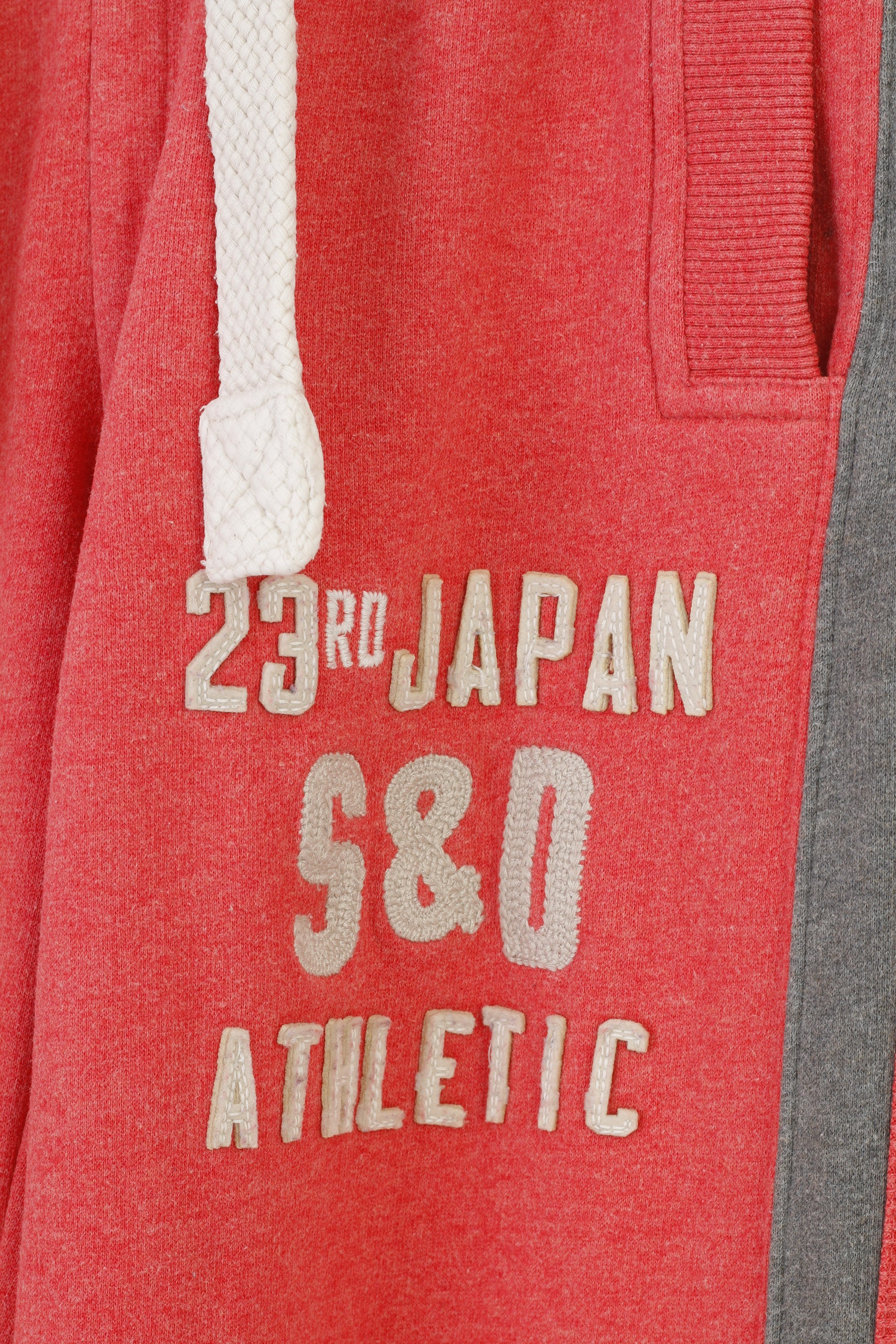 SuperDry Men XS Sweatpants Vintage Hockey Jogger Red Cotton Wide Legs Elastic Waistband Trousers