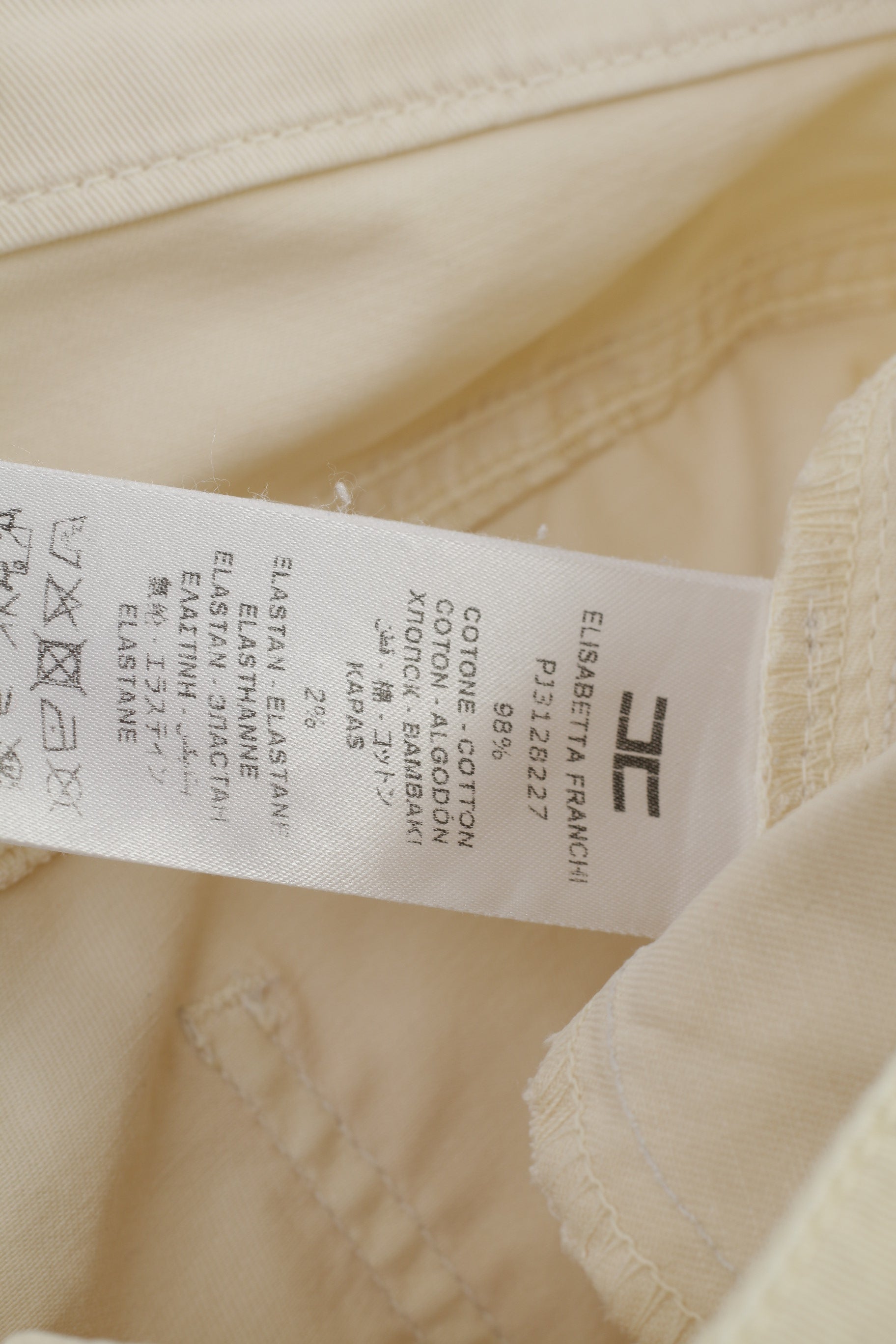 Elisabetta Franchi Pantalone Donna 28 Panna Jeans Skinny in Cotone Vintage a Vita Bassa