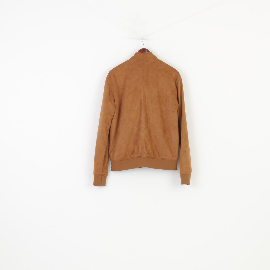 Guy Laroche Woman M Jacket Brown Full Zipper Collar Polyester Soft Pockets Top