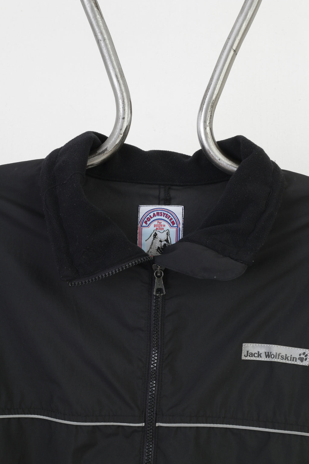 Jack Wolfskin Men XL Jacket Black Full Zipper Collar Back Fleece Vintage Sport Top