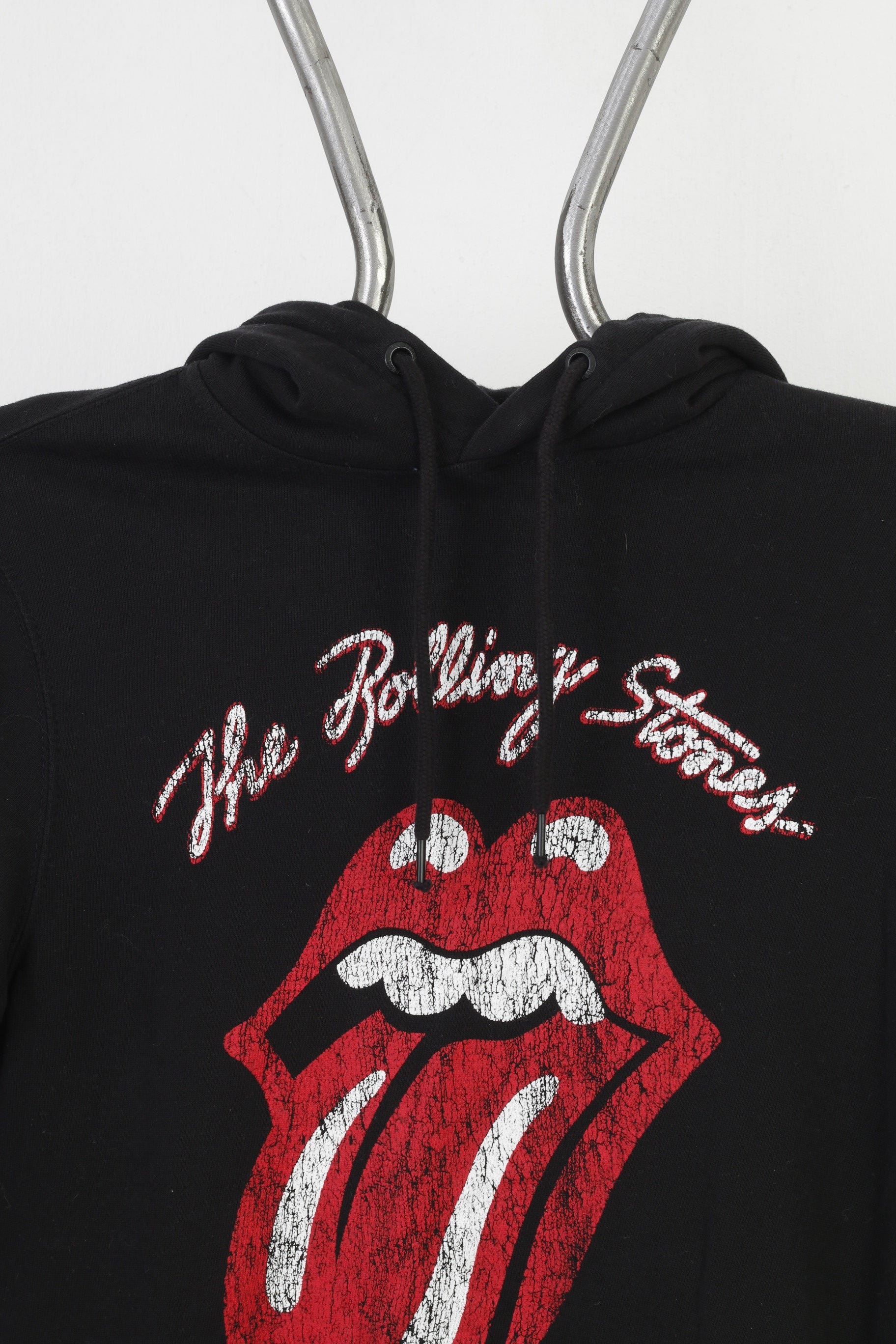 The Rolling Stones Woman XS Hoodie Black Mouth Graphic Cotton Sport Sweatshirt VintageTop