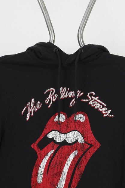 The Rolling Stones Woman XS Sweat à capuche Black Mouth Graphic Cotton Sport Sweatshirt VintageTop