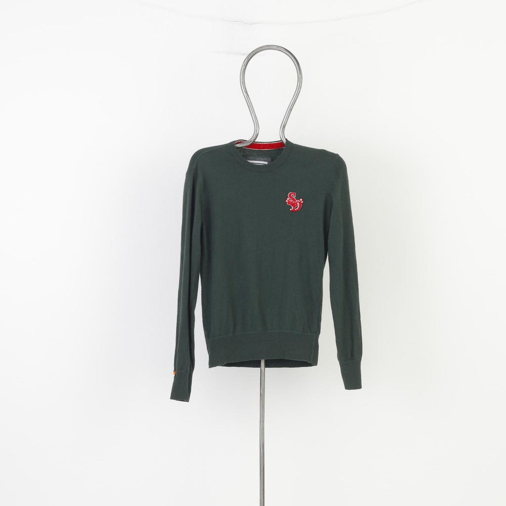 Superdry Men M Jumper Green Classic Crew Neck Original Logo Sweater Top