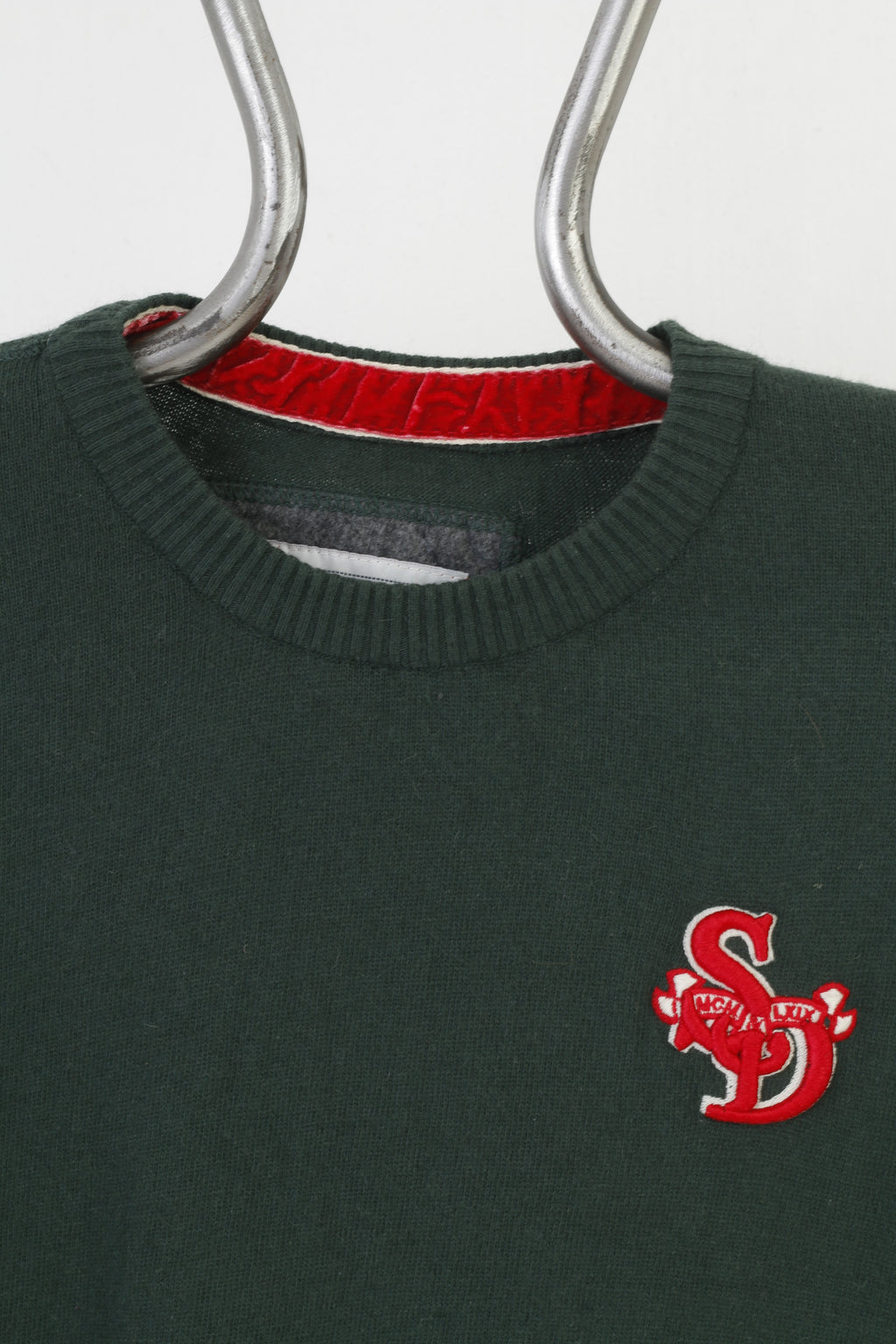 Superdry Homme M Jumper Vert Classique Crew Neck Original Logo Pull Top