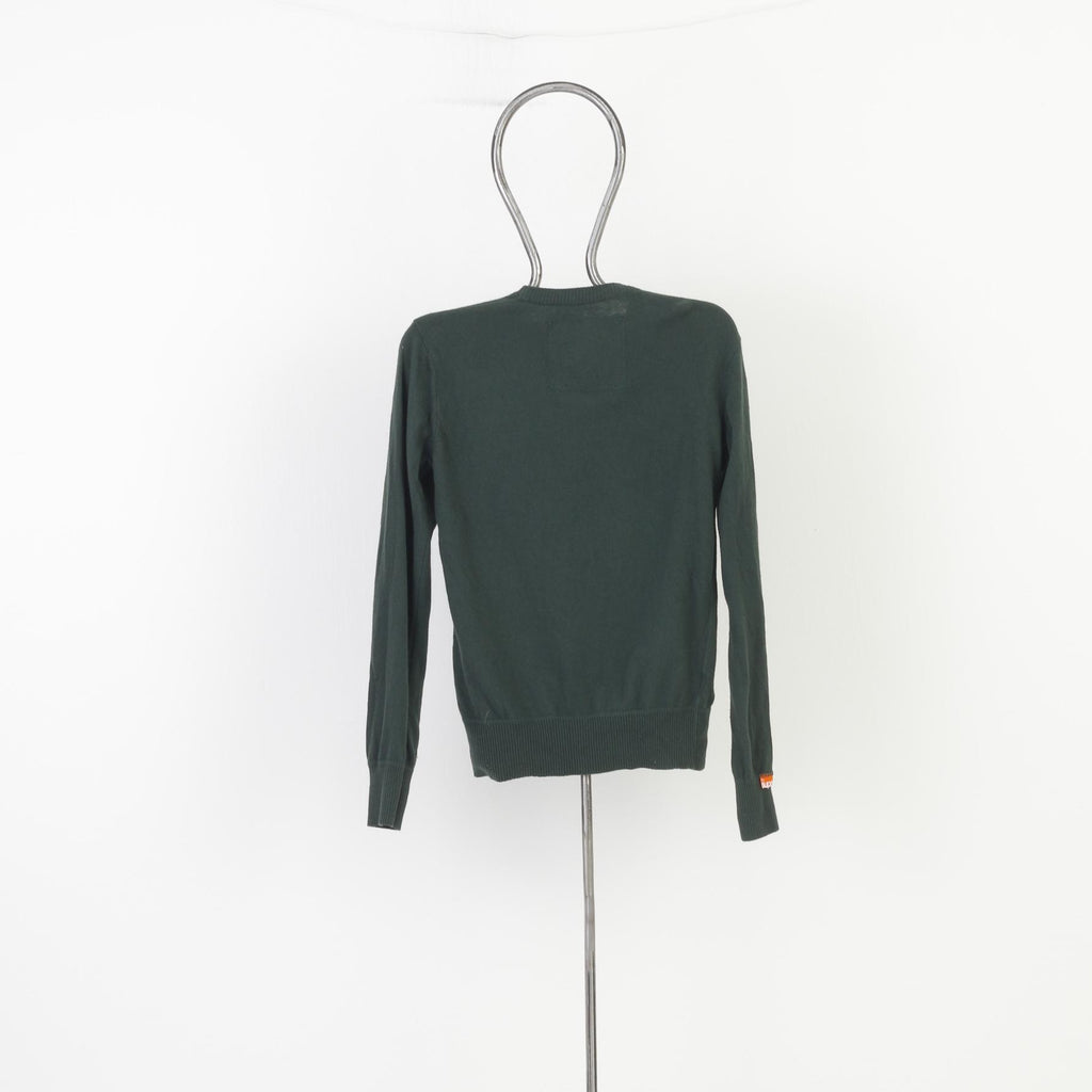 Superdry Homme M Jumper Vert Classique Crew Neck Original Logo Pull Top