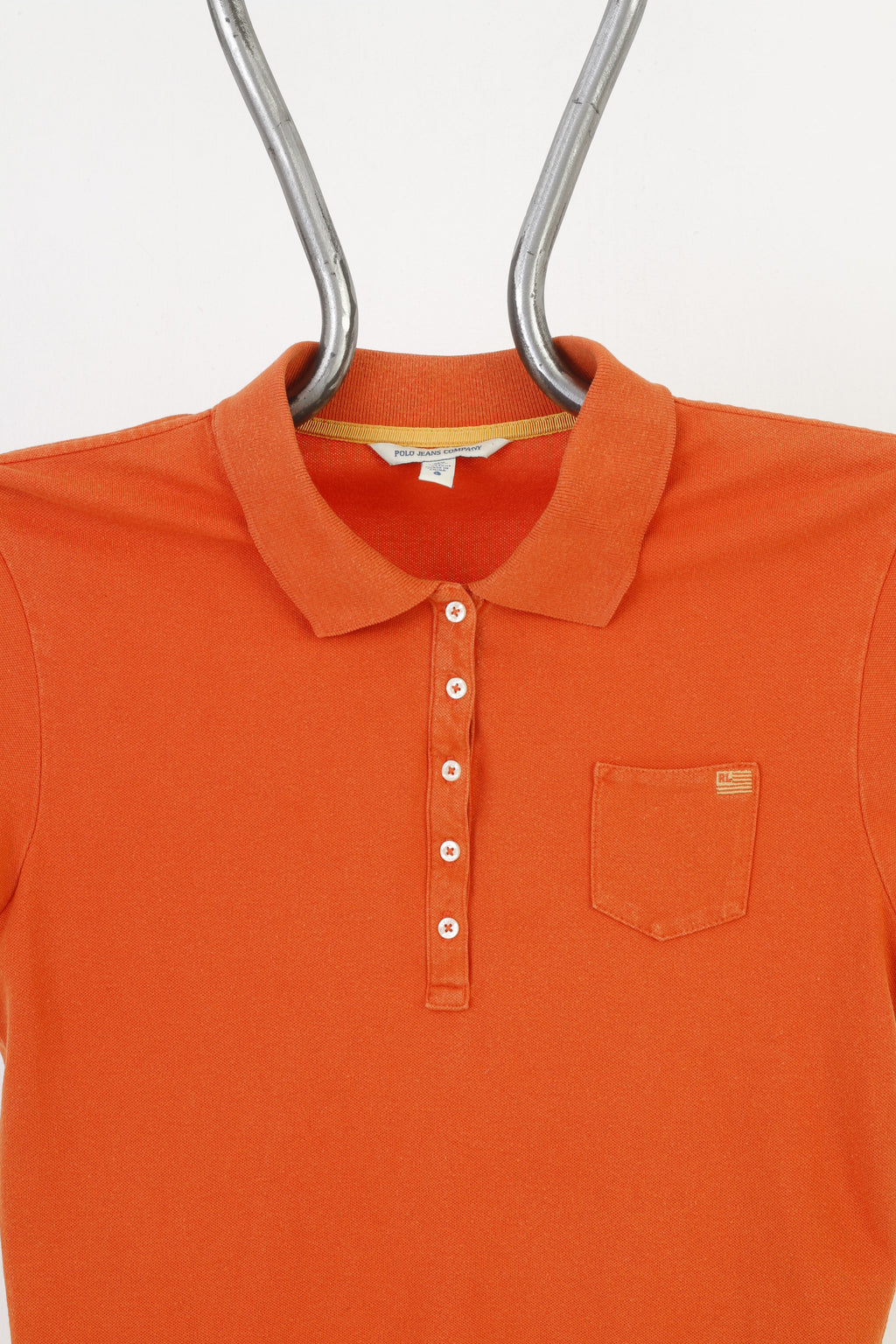 Polo Jeans Company Woman L Polo Orange Coton Manches Courtes Col Haut