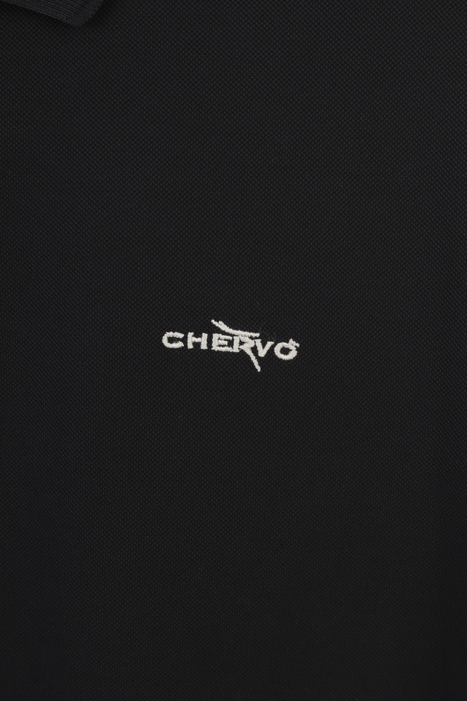 Polo Chervo da uomo 56 XL nera manica corta colletto in nylon Fischer Georg 10 top sportivo