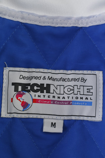 Techniche Men M Vest Full Zipper Blue Cycling Evaporative Cooling Nylon Back Pockets Top