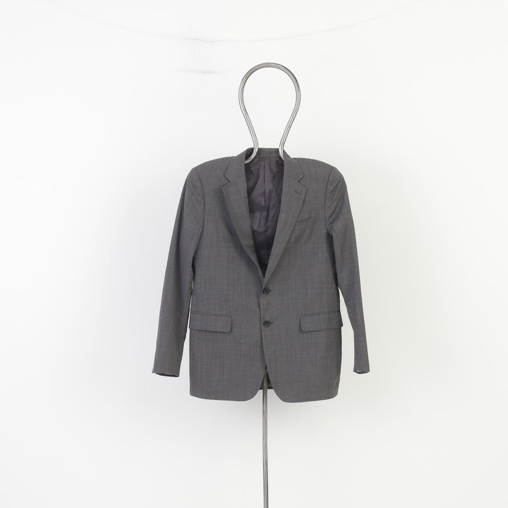 Jaeger Men 40 Blazer Wool Charcoal Breasted Mayfair Elegant Bottoms Shoulder Pads Jacket