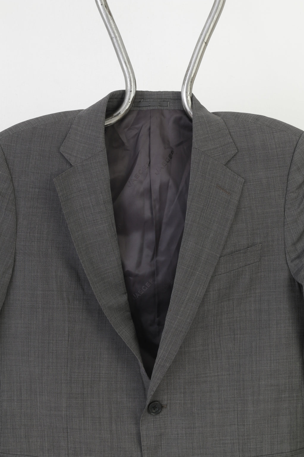 Jaeger Uomo 40 Giacca in lana con petto color carbone Mayfair Fondo elegante con spalline