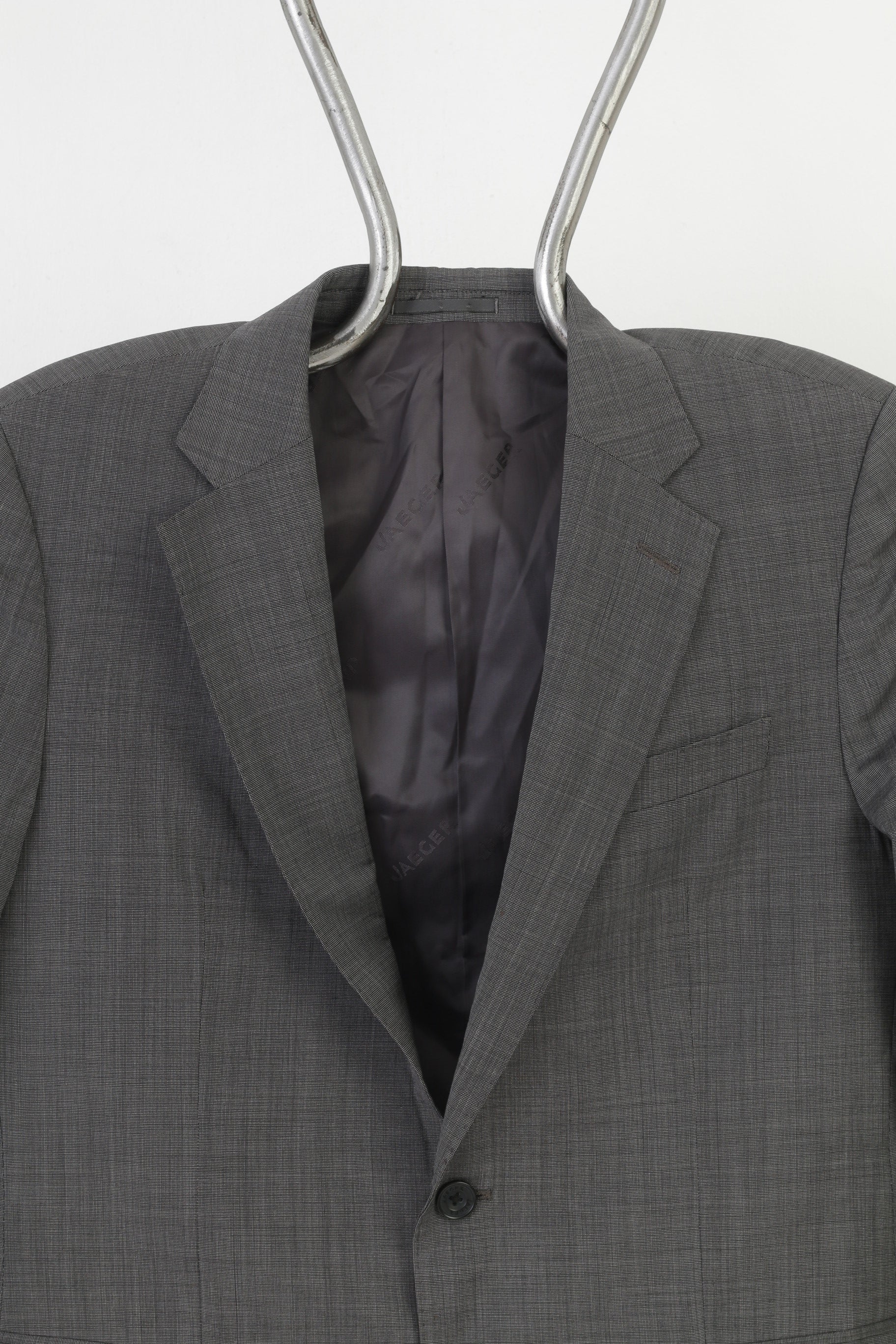 Jaeger Uomo 40 Giacca in lana con petto color carbone Mayfair Fondo elegante con spalline