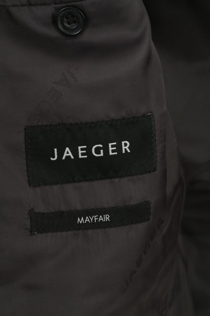 Jaeger Hommes 40 Blazer Laine Charbon Poitrine Mayfair Élégant Bas Épaulettes Veste