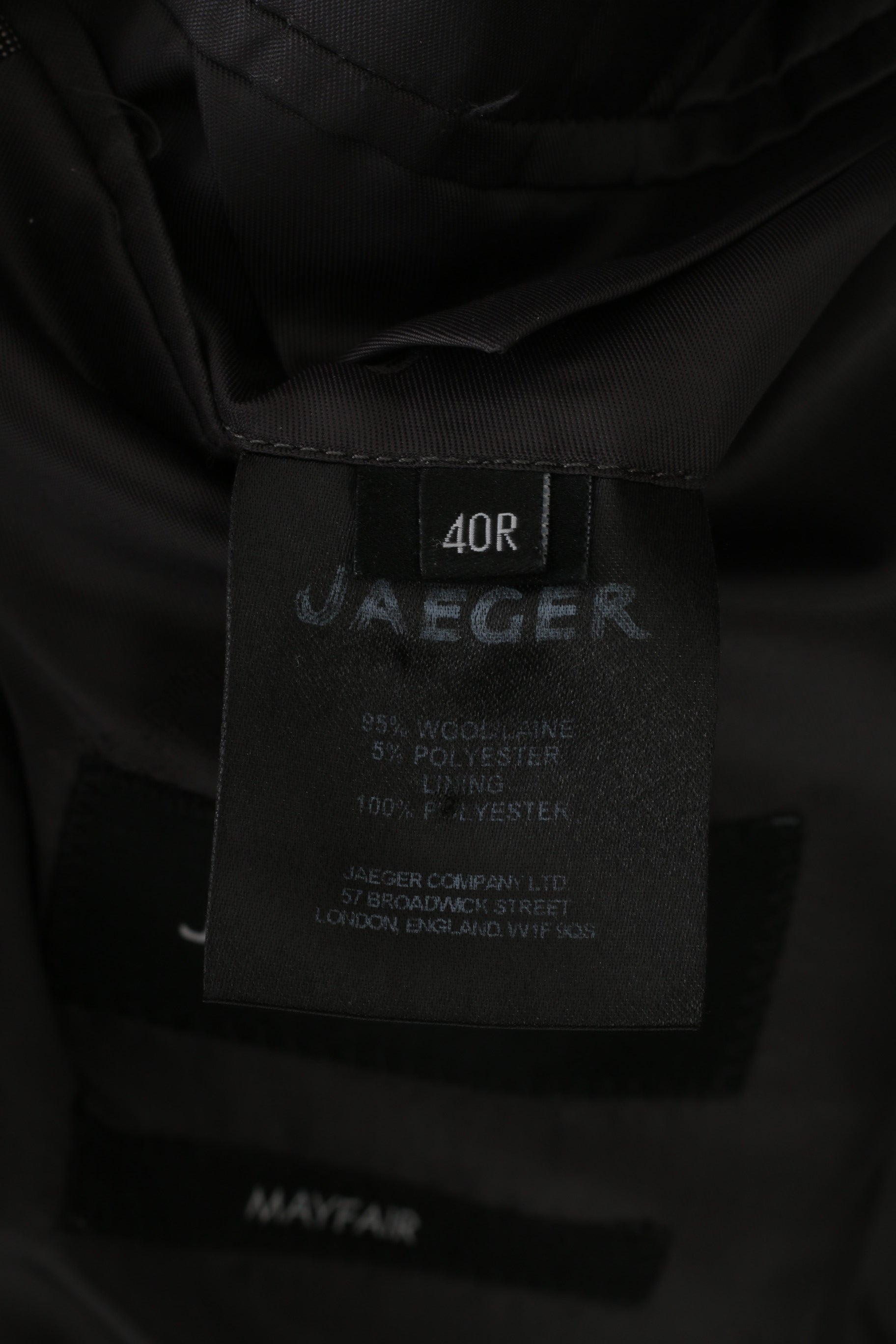 Jaeger Uomo 40 Giacca in lana con petto color carbone Mayfair Fondo elegante con spalline