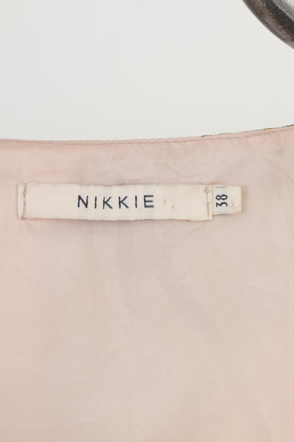 Nikkie Woman 38 Abito rosa geometrico senza maniche con cerniera con volant in poliestere