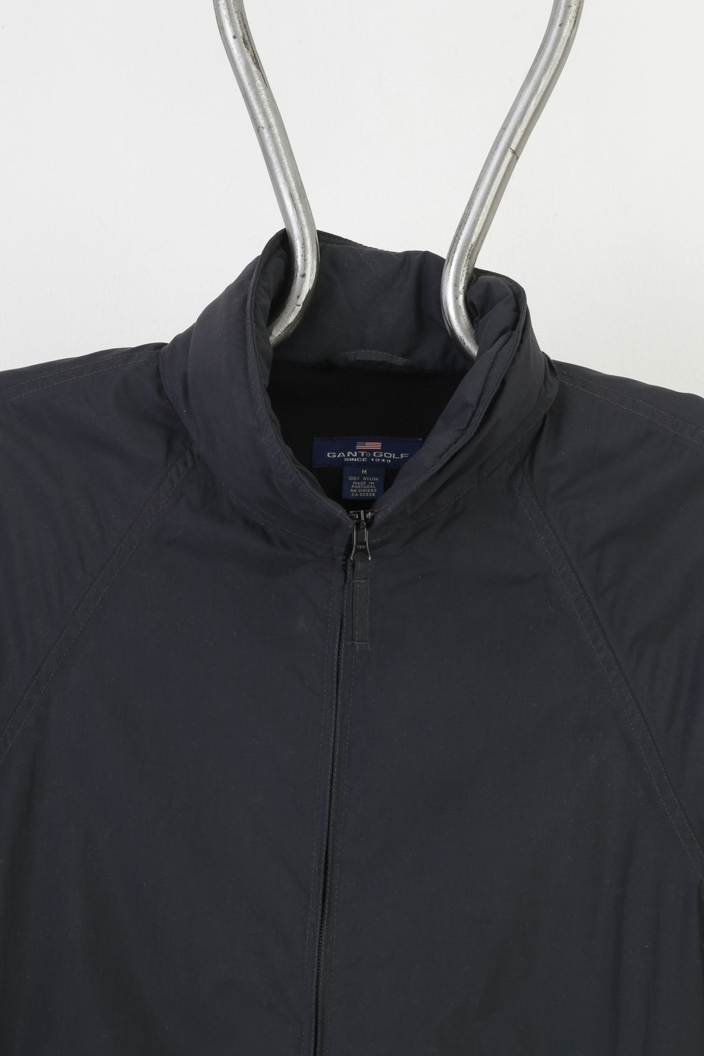 Gant Men M Jacket Nylon Navy Full Zipper Retractable Hood Since 1949 Made in Portugal  Top
