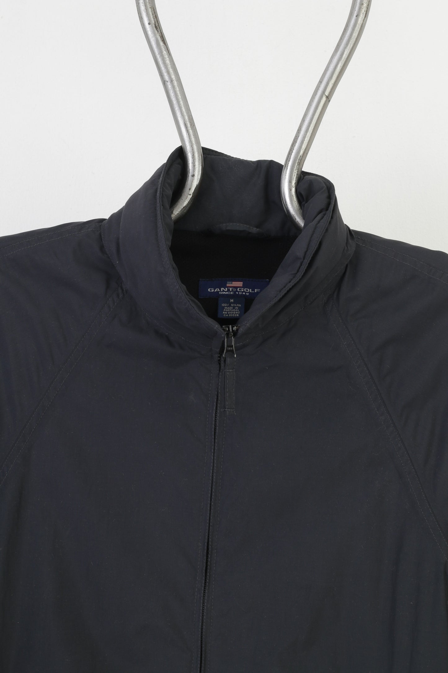 Gant Men M Jacket Nylon Navy Full Zipper Capuche rétractable depuis 1949 Fabriqué au Portugal Top