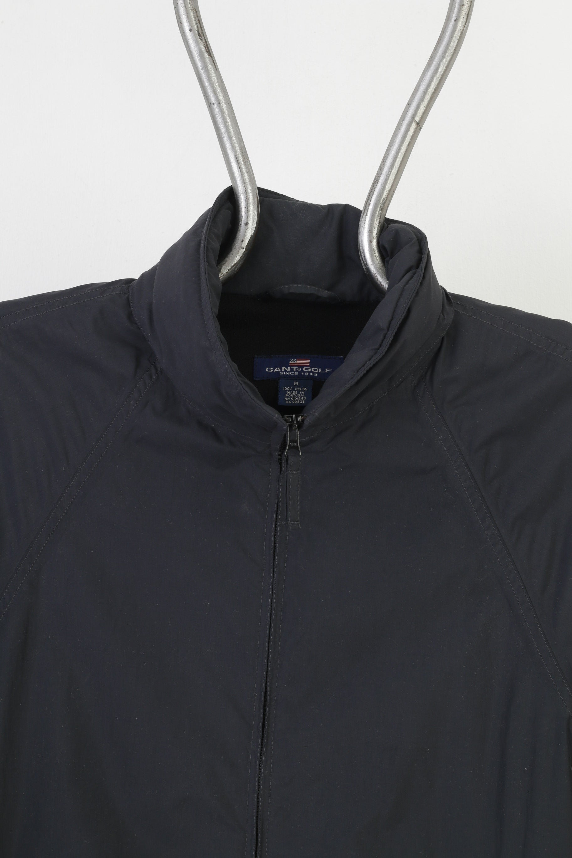 Gant Men M Jacket Nylon Navy Full Zipper Retractable Hood Since 1949 Made in Portugal  Top