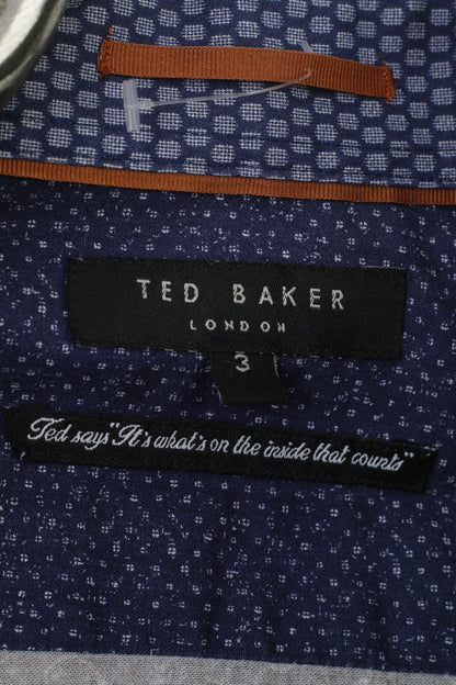 Ted Baker Hommes 3 M Chemise décontractée à manches longues Charcoal Flower Print Collar London Top en coton