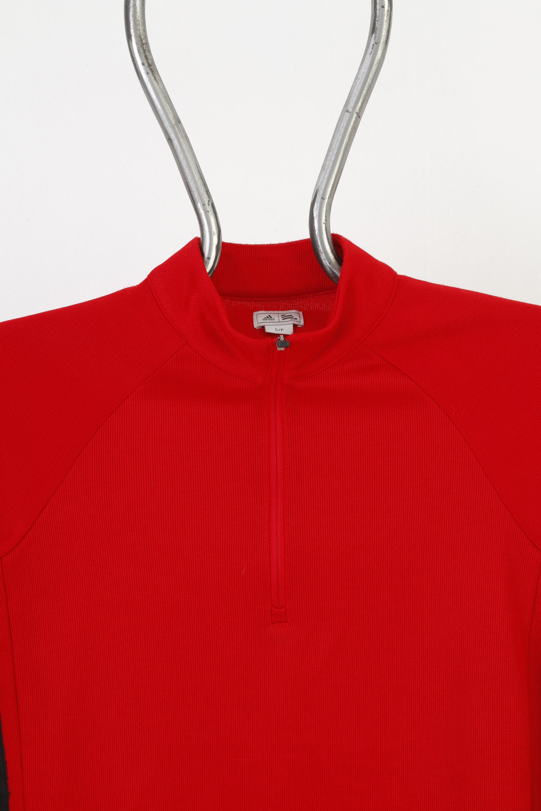 Adidas Men S Longsleeve Red Zip Neck Vintage Sport 3 Stripes Top