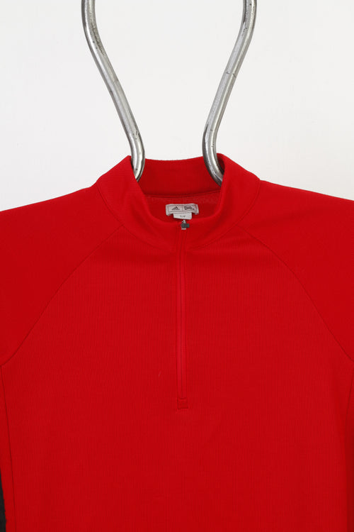 Adidas Haut à manches longues pour homme Rouge Zip Neck Vintage Sport 3 Stripes Top
