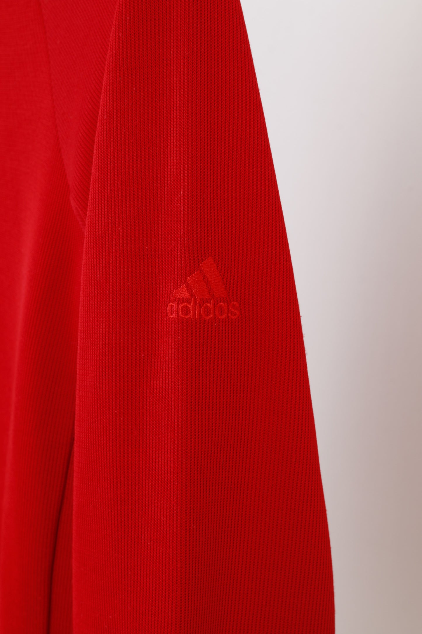 Adidas Haut à manches longues pour homme Rouge Zip Neck Vintage Sport 3 Stripes Top