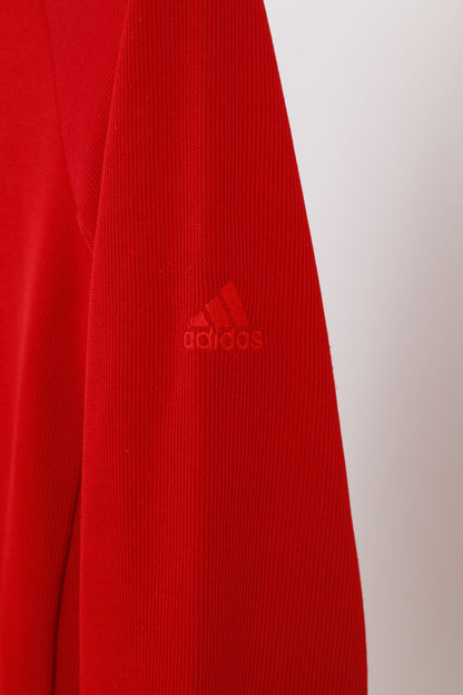 Adidas Haut à manches longues pour homme Rouge Zip Neck Vintage Sport 3 Stripes Top