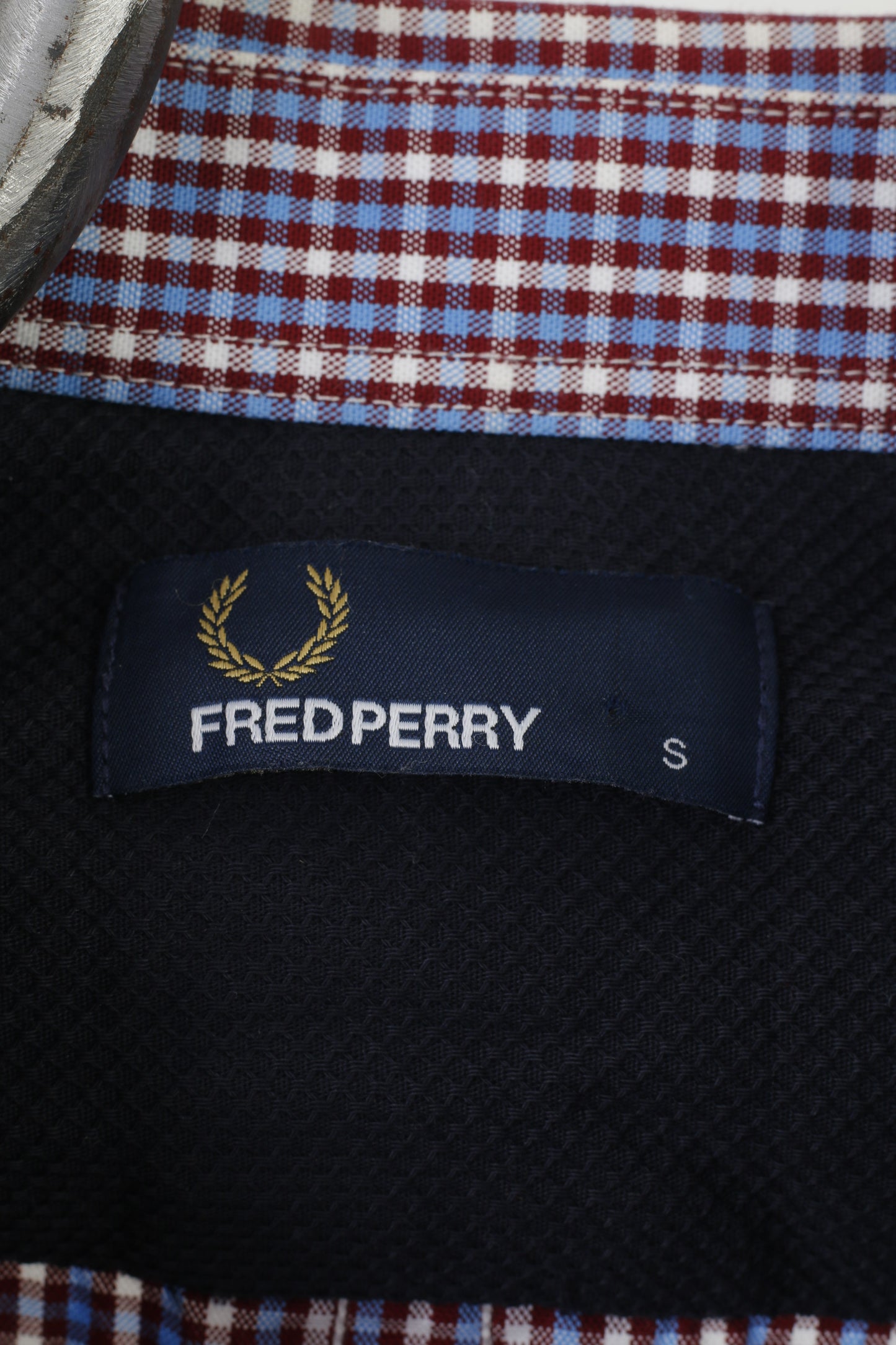 Fred Perry Men S Casual Shirt Checkered Blue Burgundy Long Sleeve Collar Elegant Cotton Top