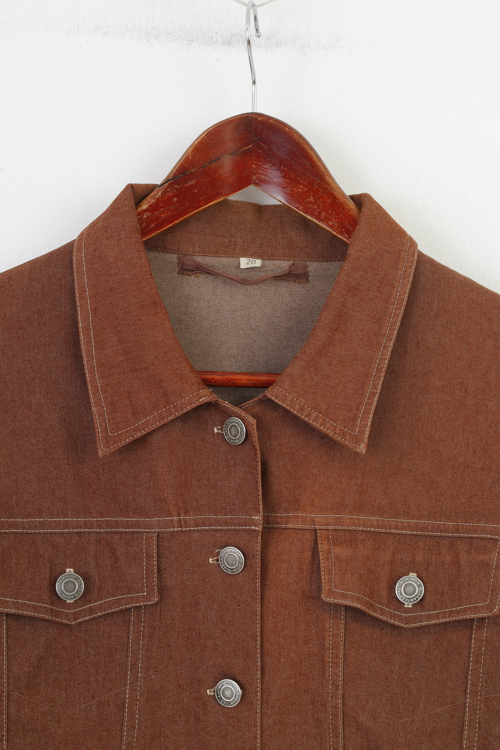 Vintage Woman 20 XL Jacket Denim Bottoms Brown Cotton Top