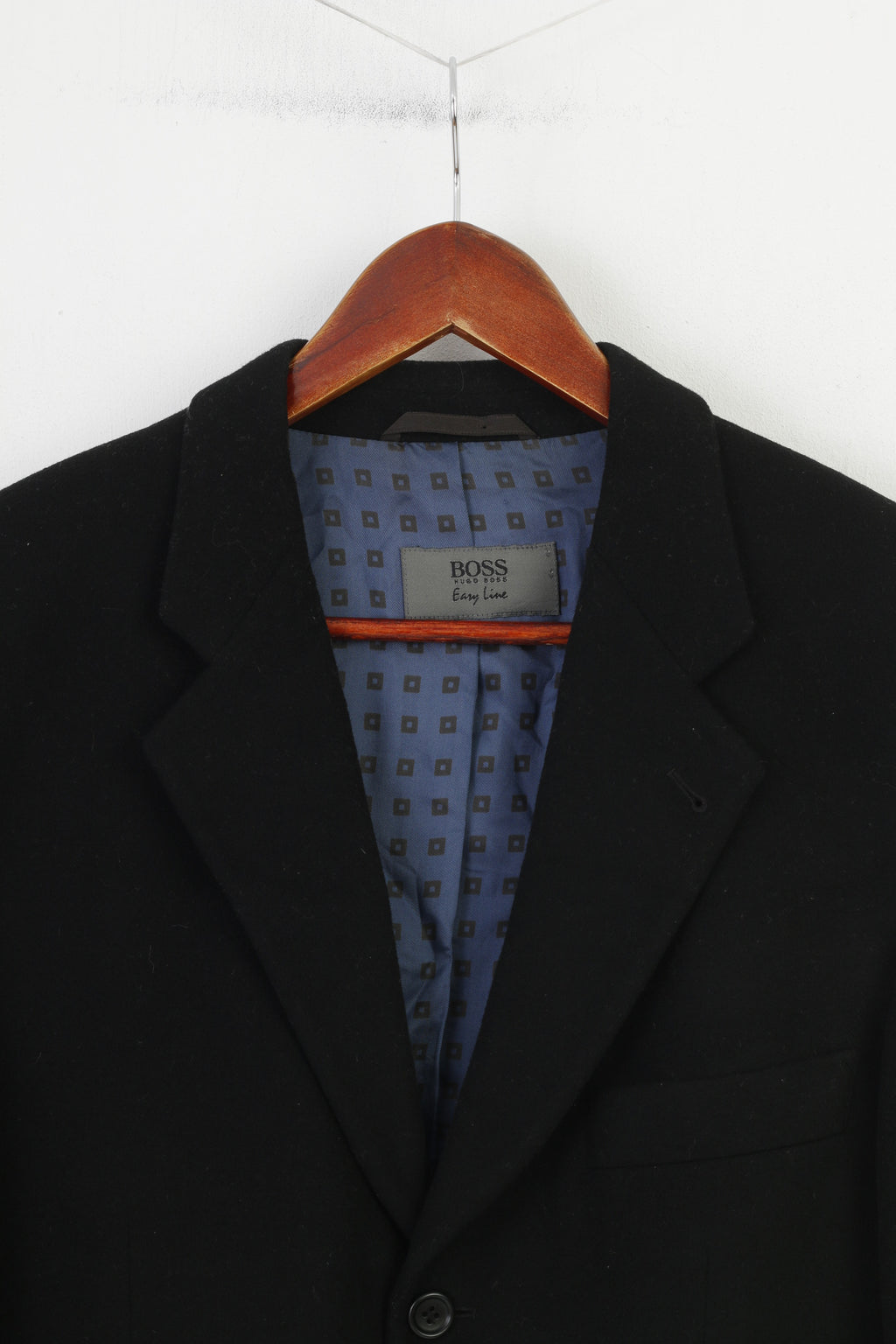 Hugo Boss Men 46 Blazer Black Guattro Cashmere Wool London Vintage Jacket