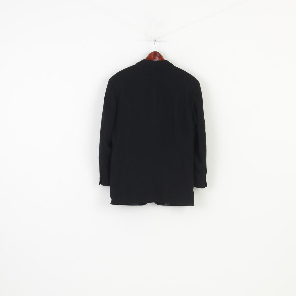 Hugo Boss Men 46 Blazer Black Guattro Cashmere Wool London Vintage Jacket