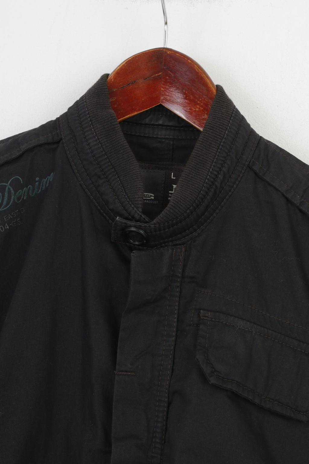 G-Star Men L (M) Jacket Black Cotton Full Zipper Vintage Regulation Raw Denim Top