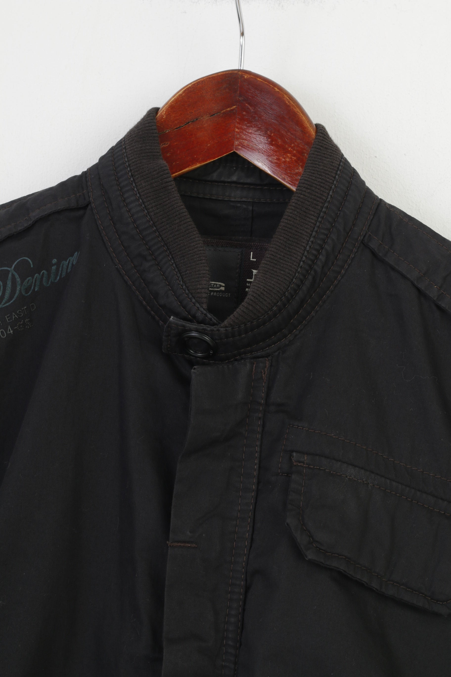 G-Star Men L (M) Jacket Black Cotton Full Zipper Vintage Regulation Raw Denim Top