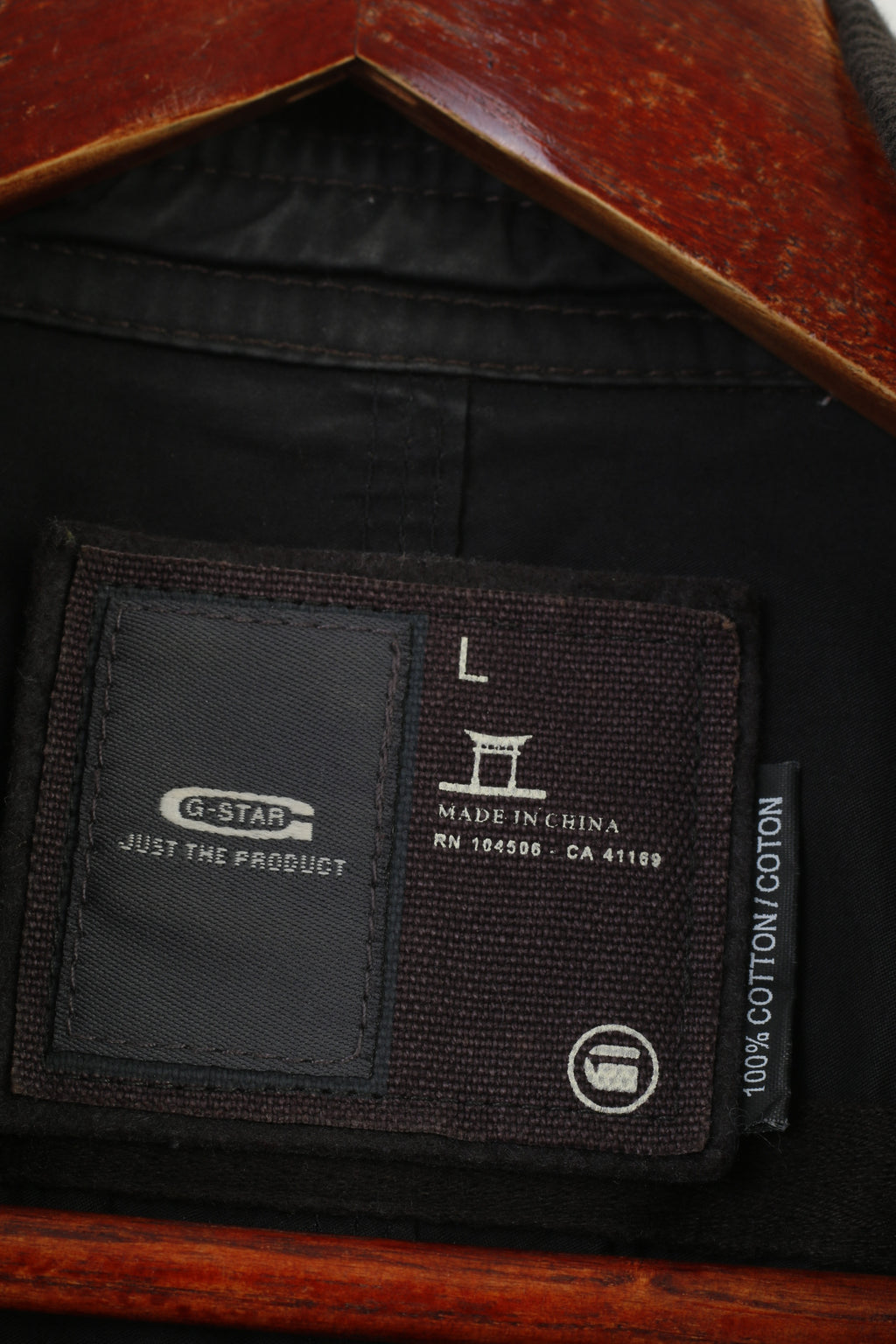 G-Star Men L (M) Jacket Black Cotton Full Zipper Vintage Regulation Raw Denim Top