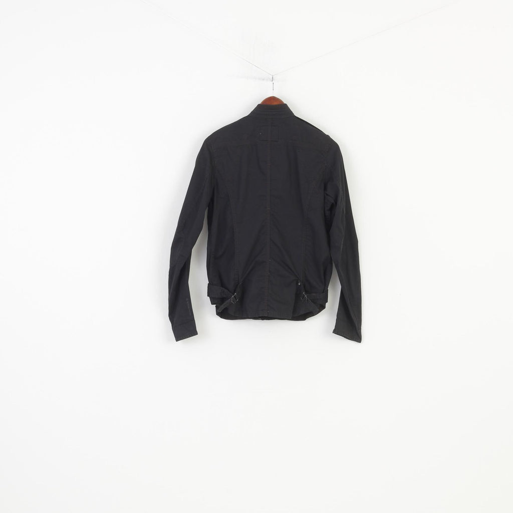 G-Star Men L (M) Jacket Black Cotton Full Zipper Vintage Regulation Raw Denim Top