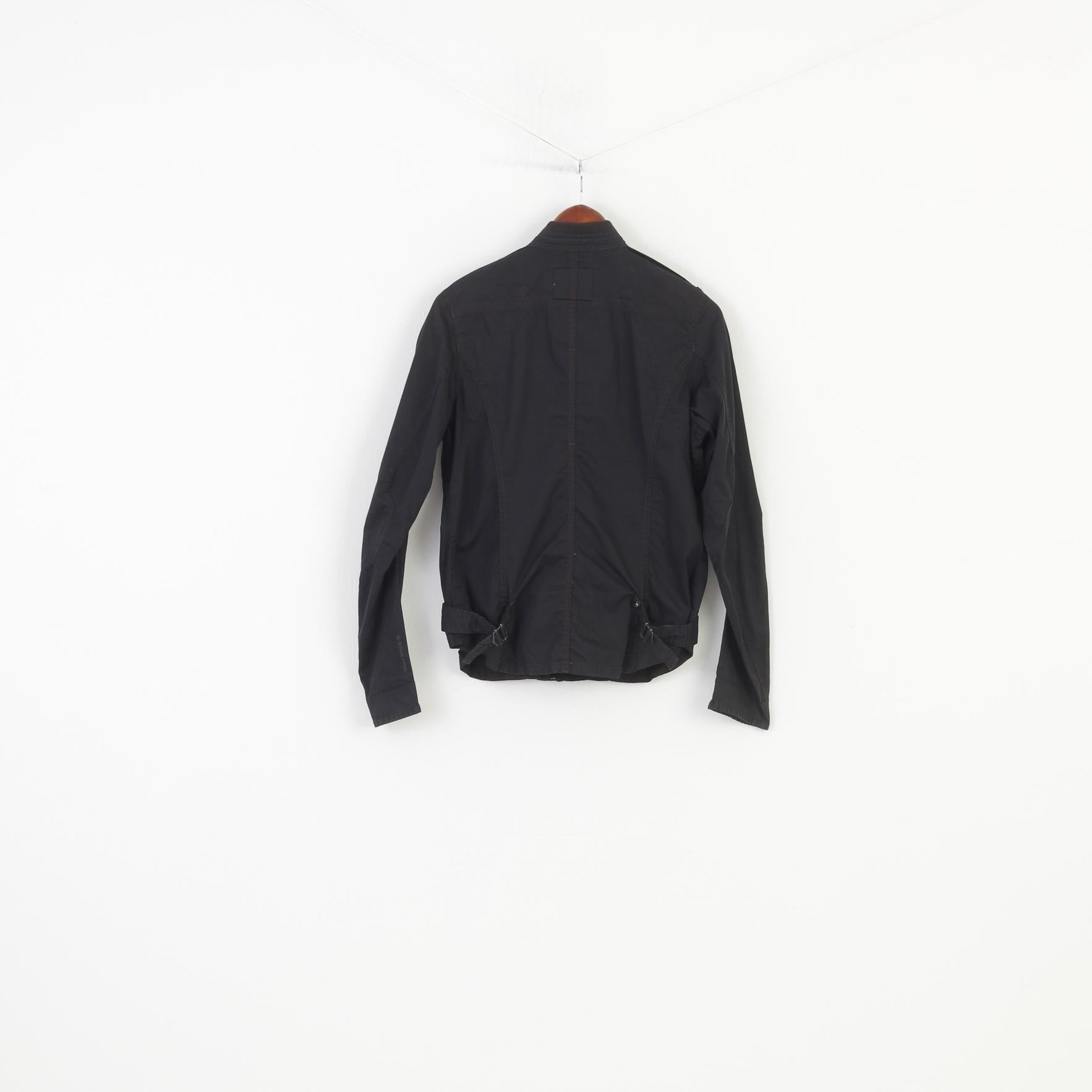 G-Star Men L (M) Jacket Black Cotton Full Zipper Vintage Regulation Raw Denim Top