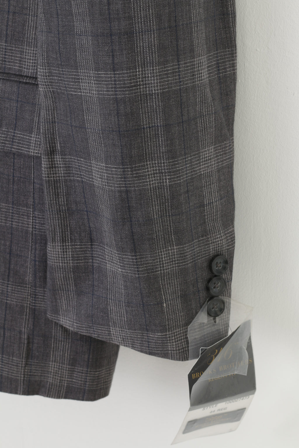 NEW Brooks Brothers Men 44 Blazer Grey Checkered Breasted Regent Fit Linen 346 Jacket