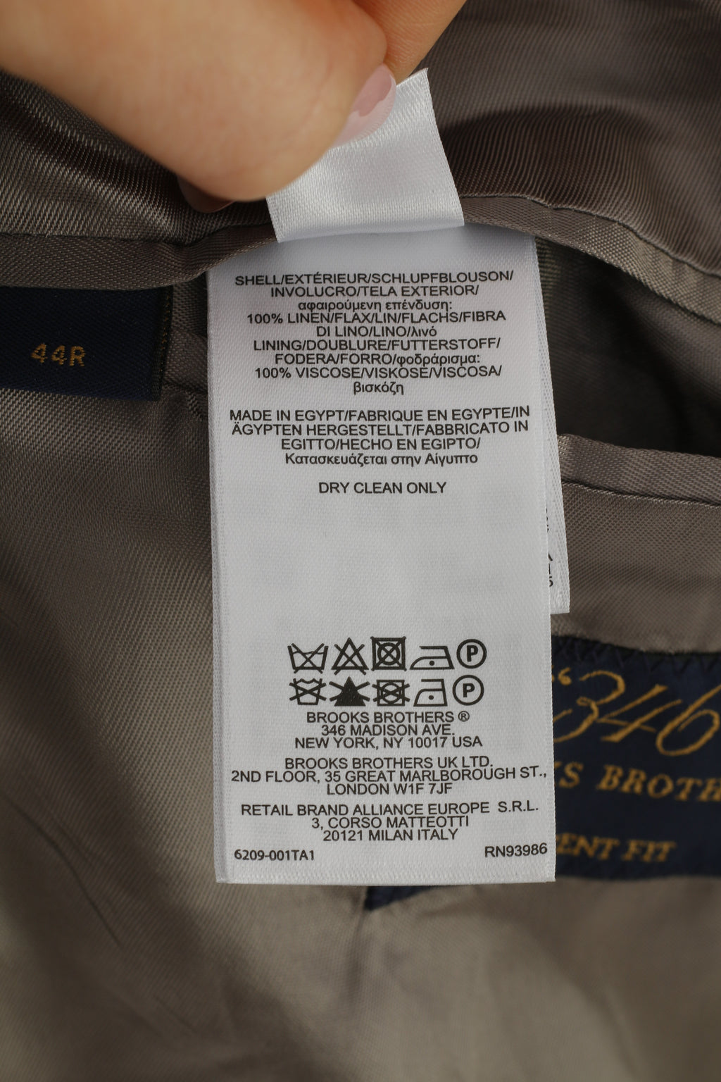 NEW Brooks Brothers Men 44 Blazer Grey Checkered Breasted Regent Fit Linen 346 Jacket