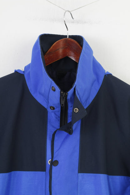 Gore-Tex Hommes XS Veste Bleu Fermeture Éclair Complète Capuche Poches Imperméables Haut Vintage