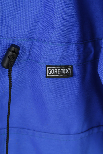 Gore-Tex Hommes XS Veste Bleu Fermeture Éclair Complète Capuche Poches Imperméables Haut Vintage