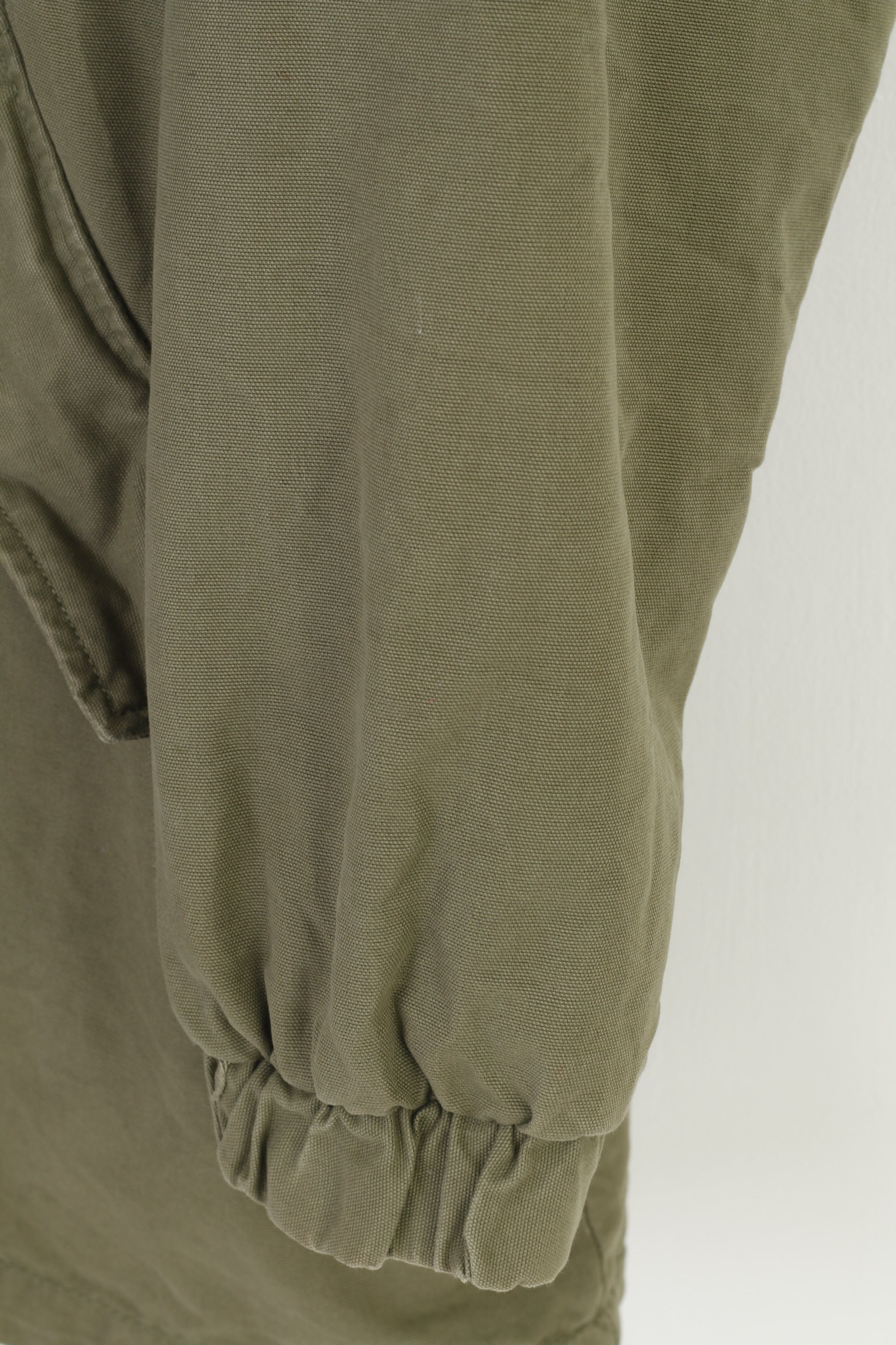 The Superdry Woman 44 M Jacket Khaki Cotton Oversize Padded Hood Vintage Full Zipper Winter Top