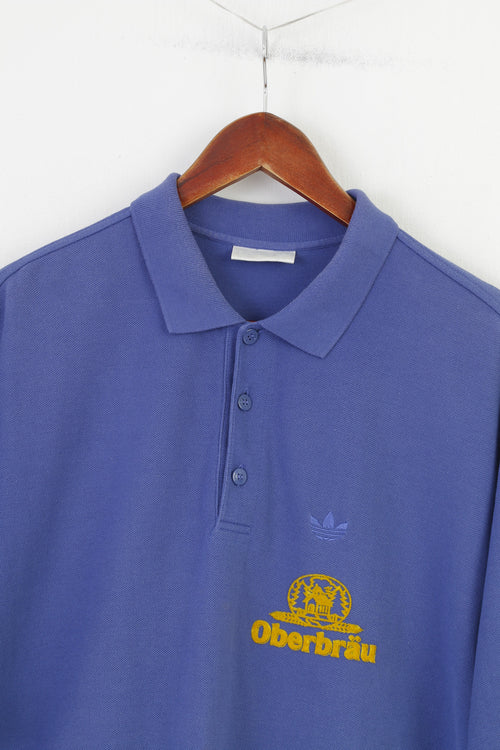 Adidas Men 52 L Polo Shirt Navy Cotton Vintage Collar Oberbrau Sport Top