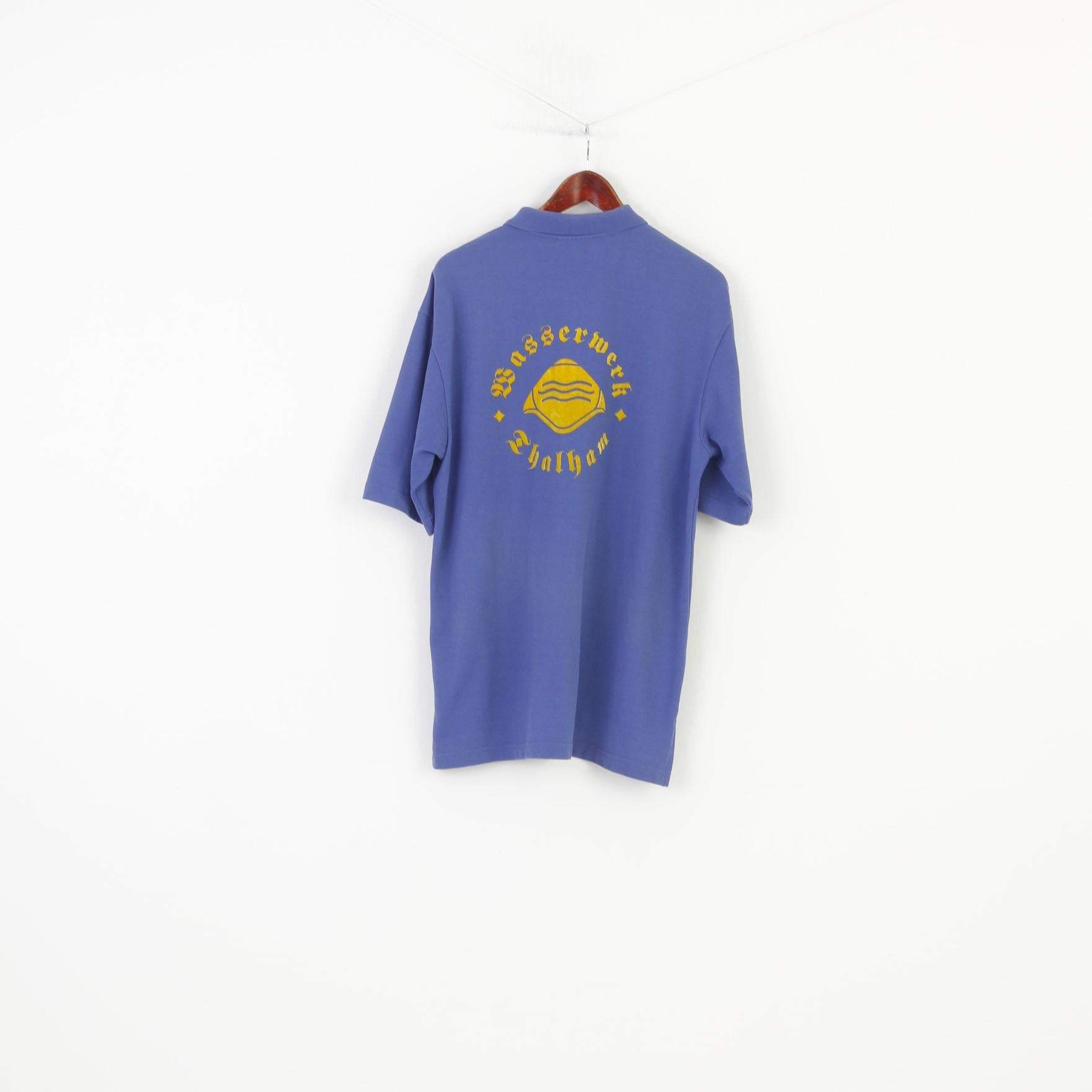 Adidas Men 52 L Polo Shirt Navy Cotton Vintage Collar Oberbrau Sport Top