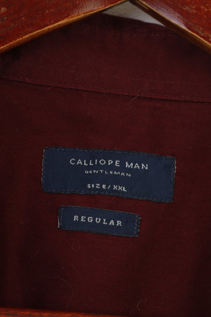 Calliope Chemise décontractée XXL pour homme Bordeaux à manches longues