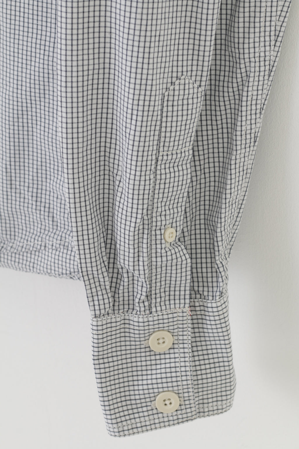 Superdry Men L Casual Shirt Long Sleeve White Checkered Collar Cotton Top